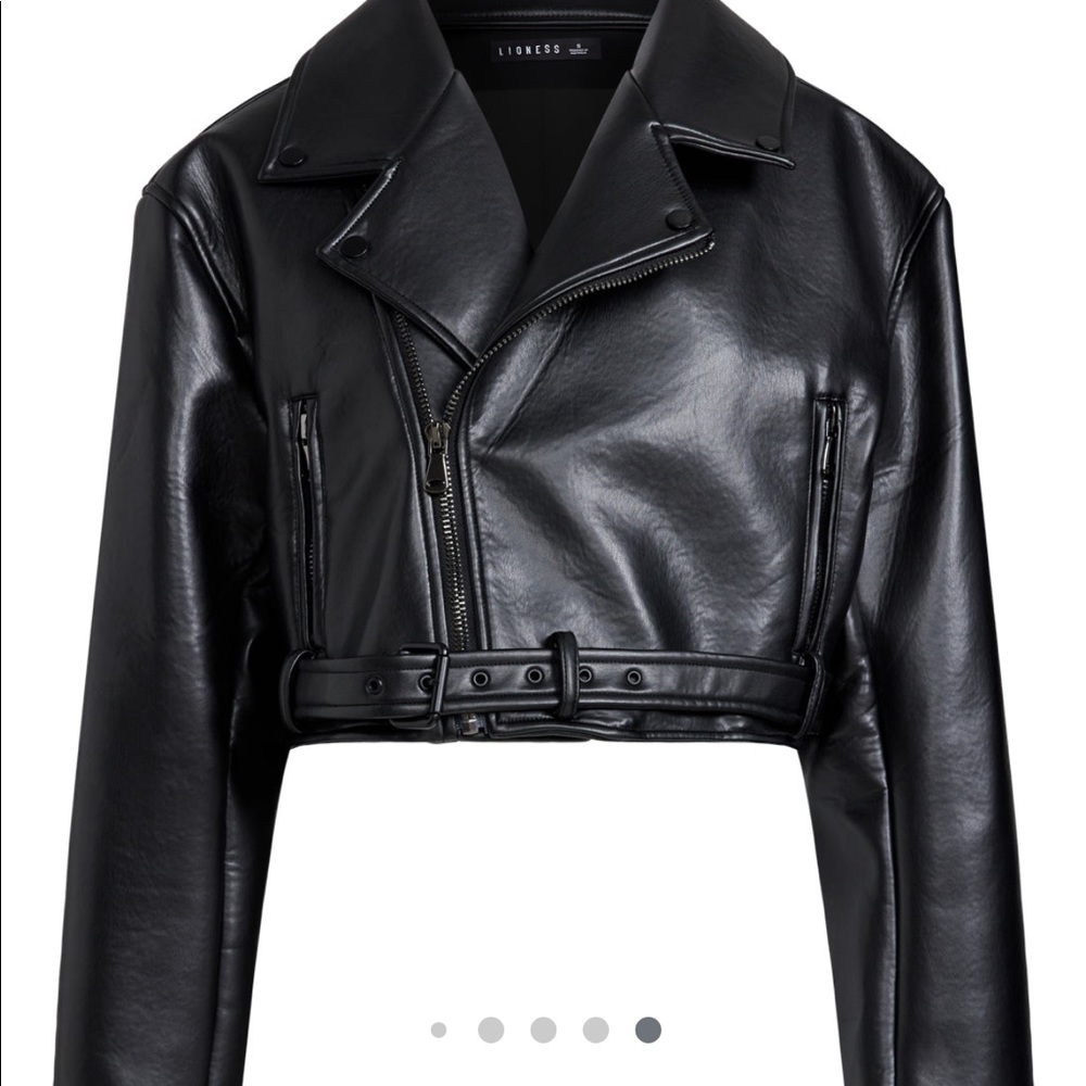 Lioness Black Cropped leather jacket